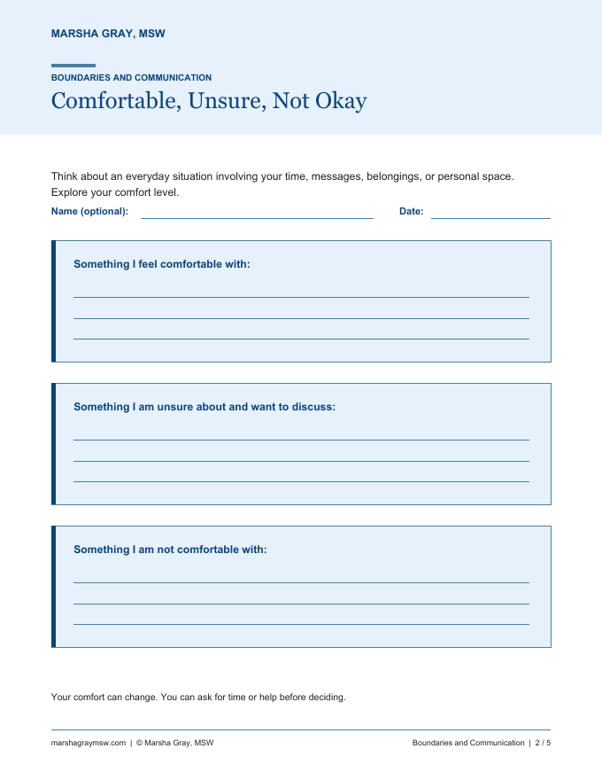 Sample page from the Boundaries and Communication bundle