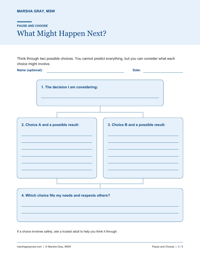 Sample page from the Pause and Choose bundle