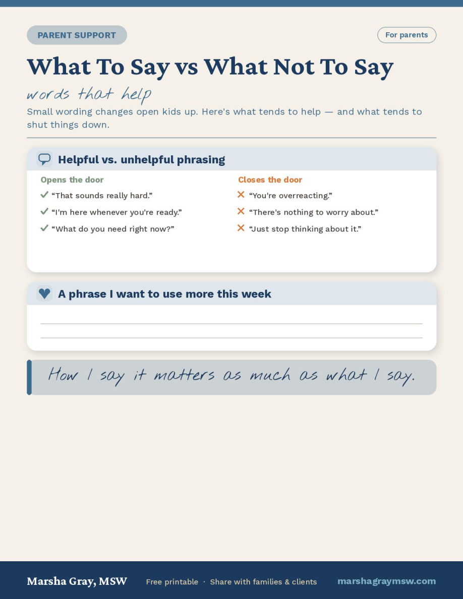 Sample first page of the Parent Conversation Guide