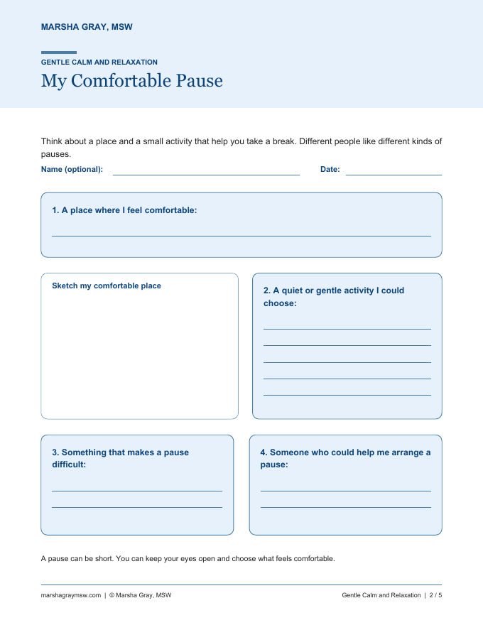 Sample page from the Gentle Calm and Relaxation bundle